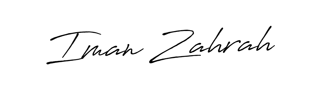 Make a beautiful signature design for name Iman Zahrah. With this signature (Antro_Vectra_Bolder) style, you can create a handwritten signature for free. Iman Zahrah signature style 7 images and pictures png