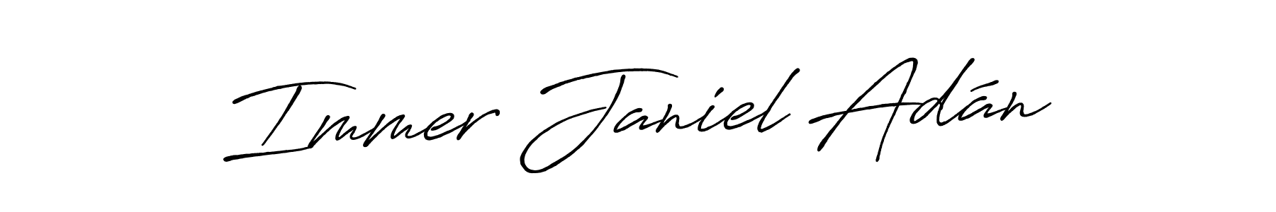 The best way (Antro_Vectra_Bolder) to make a short signature is to pick only two or three words in your name. The name Immer Janiel Adán include a total of six letters. For converting this name. Immer Janiel Adán signature style 7 images and pictures png