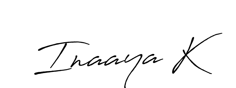 Use a signature maker to create a handwritten signature online. With this signature software, you can design (Antro_Vectra_Bolder) your own signature for name Inaaya K. Inaaya K signature style 7 images and pictures png