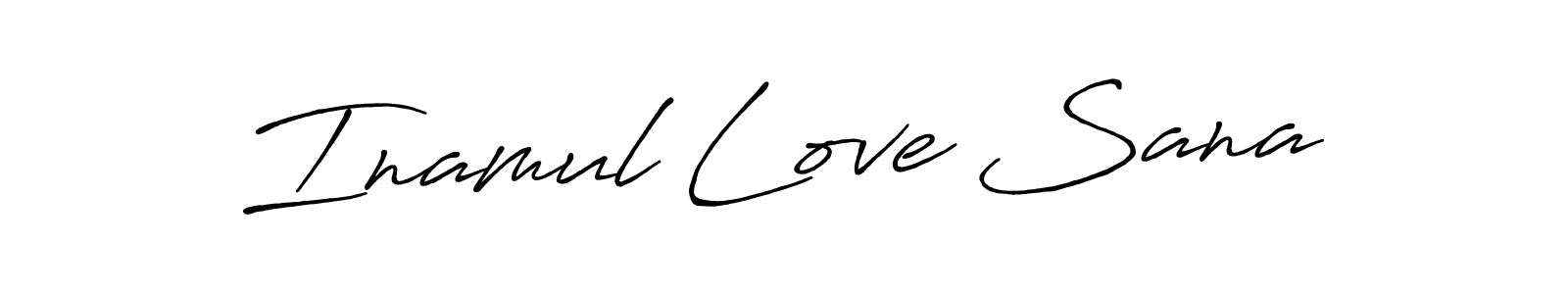 The best way (Antro_Vectra_Bolder) to make a short signature is to pick only two or three words in your name. The name Inamul Love Sana include a total of six letters. For converting this name. Inamul Love Sana signature style 7 images and pictures png