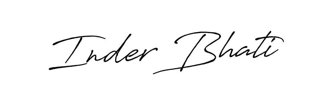 How to make Inder Bhati name signature. Use Antro_Vectra_Bolder style for creating short signs online. This is the latest handwritten sign. Inder Bhati signature style 7 images and pictures png