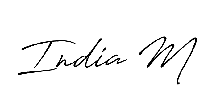 Make a beautiful signature design for name India M. With this signature (Antro_Vectra_Bolder) style, you can create a handwritten signature for free. India M signature style 7 images and pictures png