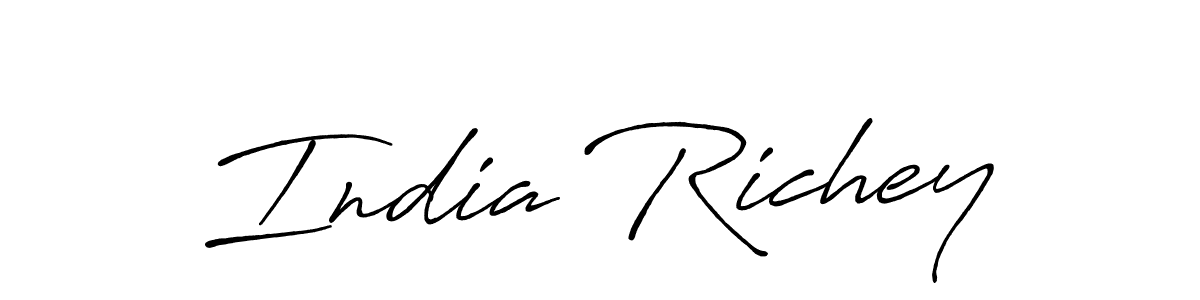 The best way (Antro_Vectra_Bolder) to make a short signature is to pick only two or three words in your name. The name India Richey include a total of six letters. For converting this name. India Richey signature style 7 images and pictures png