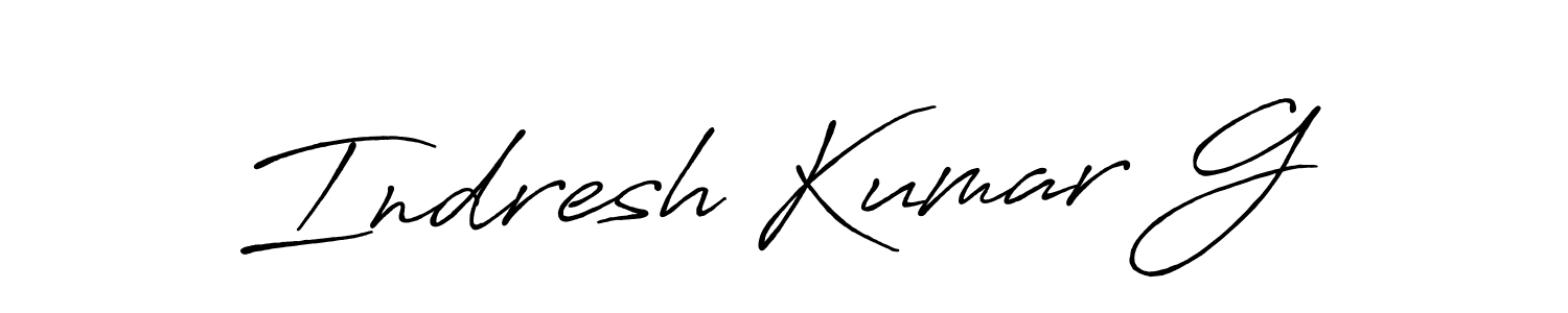 Create a beautiful signature design for name Indresh Kumar G. With this signature (Antro_Vectra_Bolder) fonts, you can make a handwritten signature for free. Indresh Kumar G signature style 7 images and pictures png