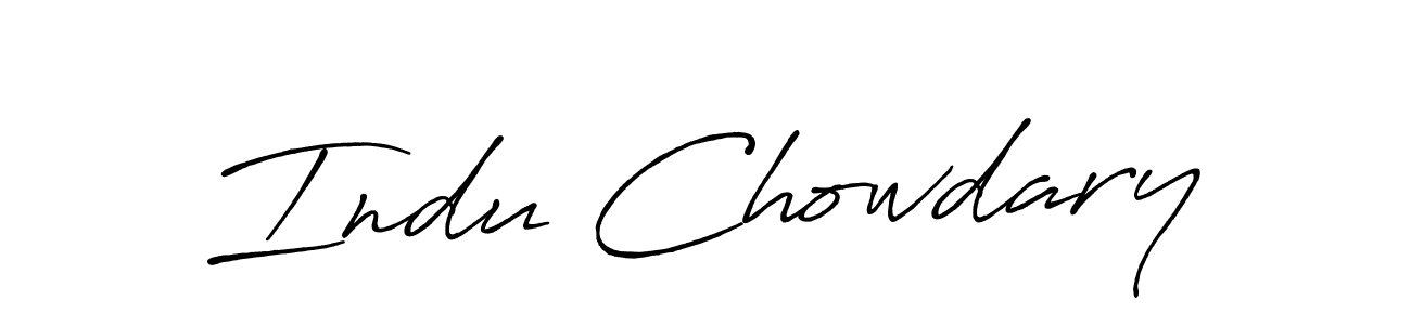 Indu Chowdary stylish signature style. Best Handwritten Sign (Antro_Vectra_Bolder) for my name. Handwritten Signature Collection Ideas for my name Indu Chowdary. Indu Chowdary signature style 7 images and pictures png
