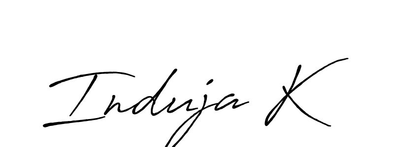 Induja K stylish signature style. Best Handwritten Sign (Antro_Vectra_Bolder) for my name. Handwritten Signature Collection Ideas for my name Induja K. Induja K signature style 7 images and pictures png