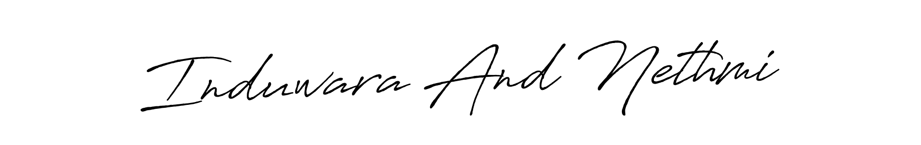 Similarly Antro_Vectra_Bolder is the best handwritten signature design. Signature creator online .You can use it as an online autograph creator for name Induwara And Nethmi. Induwara And Nethmi signature style 7 images and pictures png