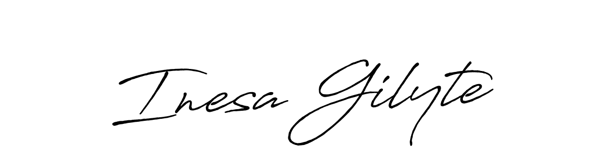 How to make Inesa Gilyte name signature. Use Antro_Vectra_Bolder style for creating short signs online. This is the latest handwritten sign. Inesa Gilyte signature style 7 images and pictures png