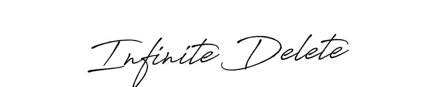 Also You can easily find your signature by using the search form. We will create Infinite Delete name handwritten signature images for you free of cost using Antro_Vectra_Bolder sign style. Infinite Delete signature style 7 images and pictures png