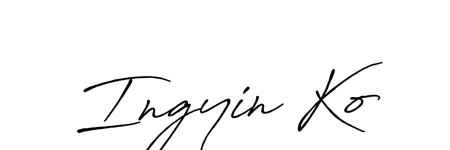 Similarly Antro_Vectra_Bolder is the best handwritten signature design. Signature creator online .You can use it as an online autograph creator for name Ingyin Ko. Ingyin Ko signature style 7 images and pictures png