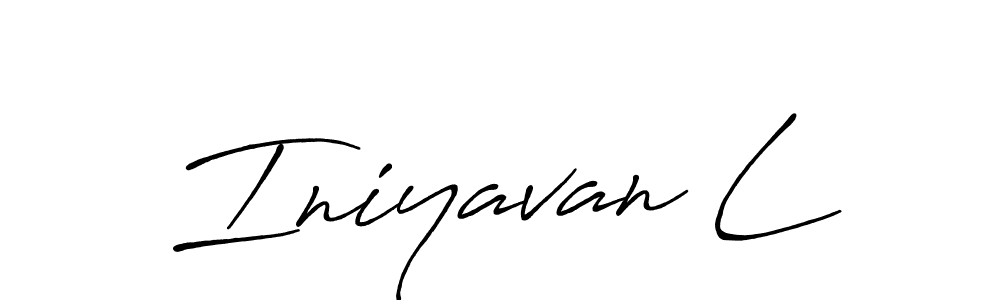How to make Iniyavan L name signature. Use Antro_Vectra_Bolder style for creating short signs online. This is the latest handwritten sign. Iniyavan L signature style 7 images and pictures png