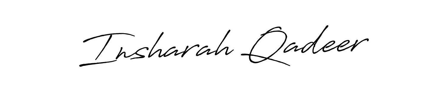 Make a beautiful signature design for name Insharah Qadeer. With this signature (Antro_Vectra_Bolder) style, you can create a handwritten signature for free. Insharah Qadeer signature style 7 images and pictures png