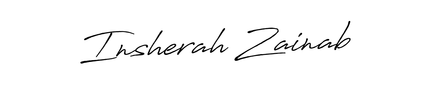 How to make Insherah Zainab name signature. Use Antro_Vectra_Bolder style for creating short signs online. This is the latest handwritten sign. Insherah Zainab signature style 7 images and pictures png