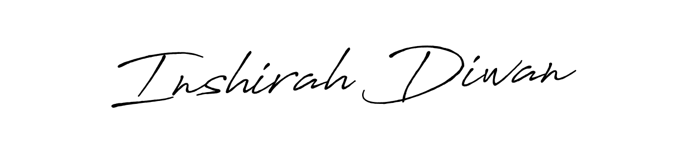 Antro_Vectra_Bolder is a professional signature style that is perfect for those who want to add a touch of class to their signature. It is also a great choice for those who want to make their signature more unique. Get Inshirah Diwan name to fancy signature for free. Inshirah Diwan signature style 7 images and pictures png