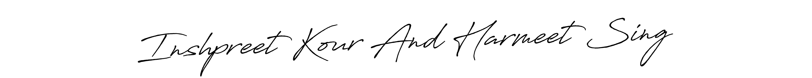 Use a signature maker to create a handwritten signature online. With this signature software, you can design (Antro_Vectra_Bolder) your own signature for name Inshpreet Kour And Harmeet Sing. Inshpreet Kour And Harmeet Sing signature style 7 images and pictures png