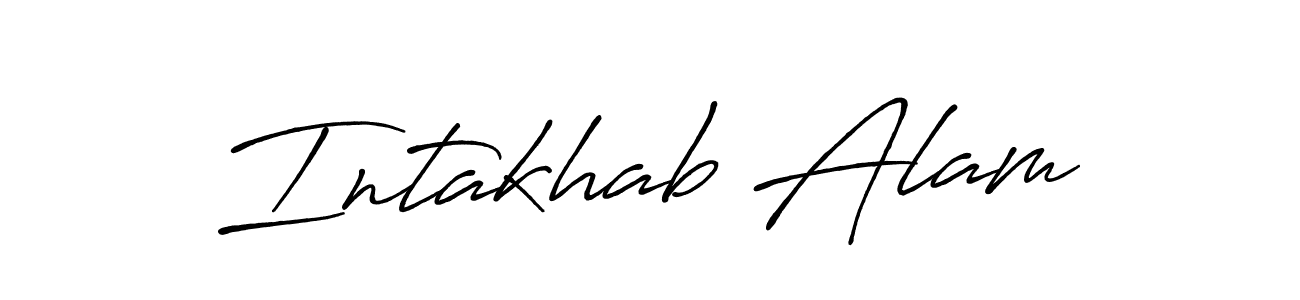 How to make Intakhab Alam name signature. Use Antro_Vectra_Bolder style for creating short signs online. This is the latest handwritten sign. Intakhab Alam signature style 7 images and pictures png
