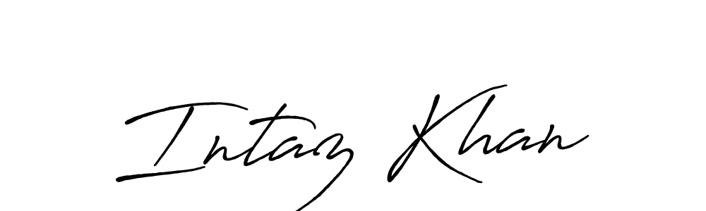 How to make Intaz Khan name signature. Use Antro_Vectra_Bolder style for creating short signs online. This is the latest handwritten sign. Intaz Khan signature style 7 images and pictures png