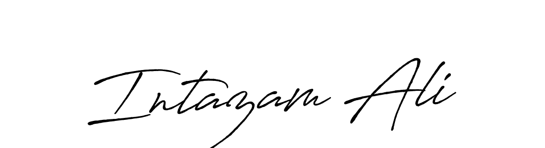 Use a signature maker to create a handwritten signature online. With this signature software, you can design (Antro_Vectra_Bolder) your own signature for name Intazam Ali. Intazam Ali signature style 7 images and pictures png