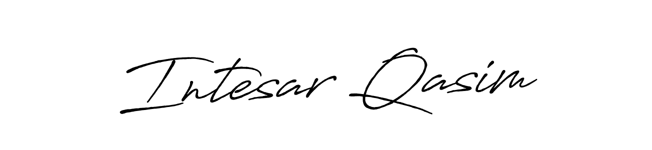 How to make Intesar Qasim name signature. Use Antro_Vectra_Bolder style for creating short signs online. This is the latest handwritten sign. Intesar Qasim signature style 7 images and pictures png