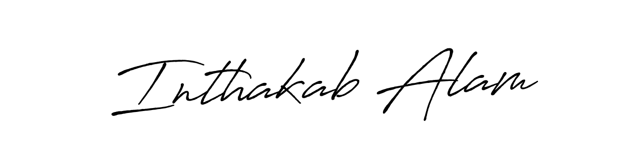 How to make Inthakab Alam name signature. Use Antro_Vectra_Bolder style for creating short signs online. This is the latest handwritten sign. Inthakab Alam signature style 7 images and pictures png