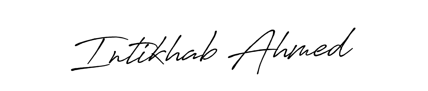 Intikhab Ahmed stylish signature style. Best Handwritten Sign (Antro_Vectra_Bolder) for my name. Handwritten Signature Collection Ideas for my name Intikhab Ahmed. Intikhab Ahmed signature style 7 images and pictures png