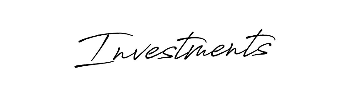 Design your own signature with our free online signature maker. With this signature software, you can create a handwritten (Antro_Vectra_Bolder) signature for name Investments. Investments signature style 7 images and pictures png