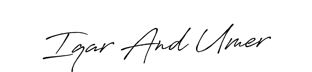 Also You can easily find your signature by using the search form. We will create Iqar And Umer name handwritten signature images for you free of cost using Antro_Vectra_Bolder sign style. Iqar And Umer signature style 7 images and pictures png