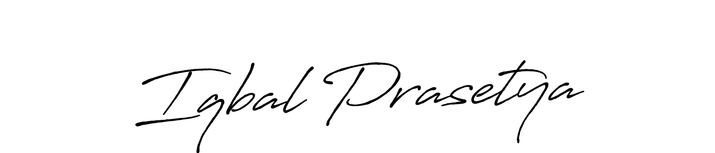 Make a beautiful signature design for name Iqbal Prasetya. With this signature (Antro_Vectra_Bolder) style, you can create a handwritten signature for free. Iqbal Prasetya signature style 7 images and pictures png