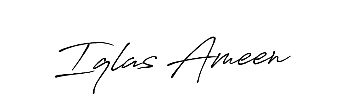 Make a beautiful signature design for name Iqlas Ameen. With this signature (Antro_Vectra_Bolder) style, you can create a handwritten signature for free. Iqlas Ameen signature style 7 images and pictures png