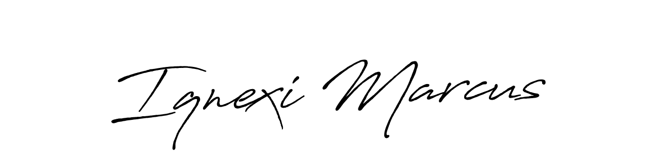 How to make Iqnexi Marcus name signature. Use Antro_Vectra_Bolder style for creating short signs online. This is the latest handwritten sign. Iqnexi Marcus signature style 7 images and pictures png