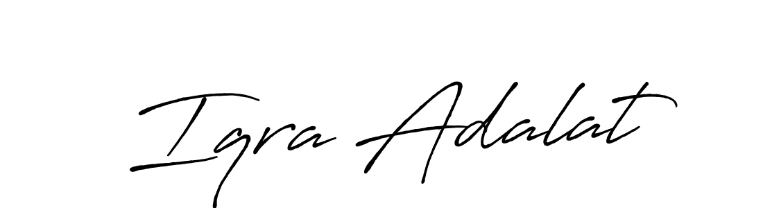 Make a beautiful signature design for name Iqra Adalat. With this signature (Antro_Vectra_Bolder) style, you can create a handwritten signature for free. Iqra Adalat signature style 7 images and pictures png