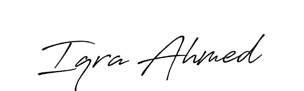 How to make Iqra Ahmed name signature. Use Antro_Vectra_Bolder style for creating short signs online. This is the latest handwritten sign. Iqra Ahmed signature style 7 images and pictures png