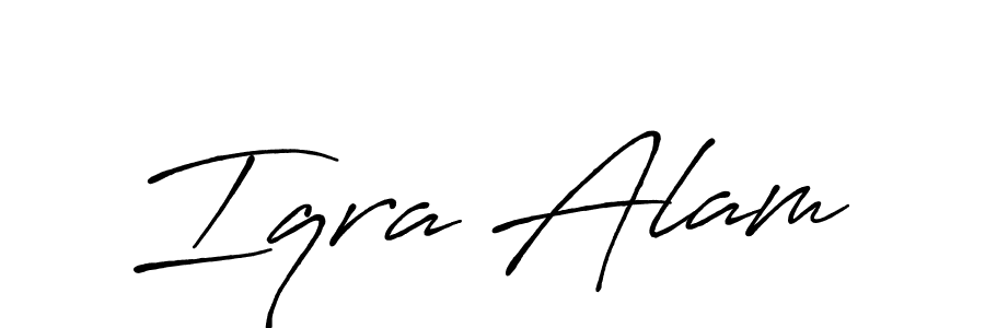 How to make Iqra Alam name signature. Use Antro_Vectra_Bolder style for creating short signs online. This is the latest handwritten sign. Iqra Alam signature style 7 images and pictures png