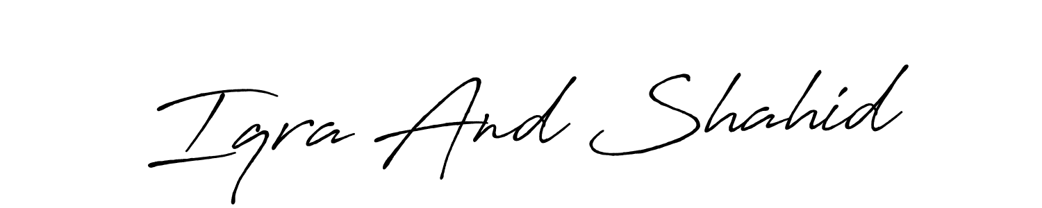 Use a signature maker to create a handwritten signature online. With this signature software, you can design (Antro_Vectra_Bolder) your own signature for name Iqra And Shahid. Iqra And Shahid signature style 7 images and pictures png