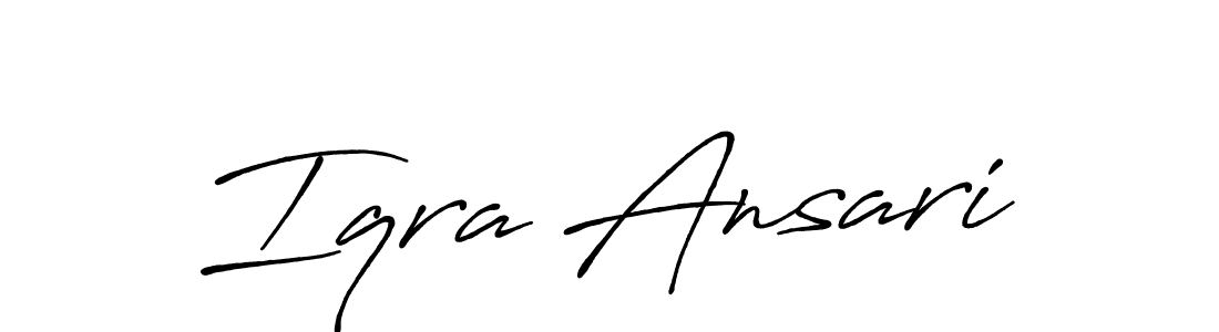 The best way (Antro_Vectra_Bolder) to make a short signature is to pick only two or three words in your name. The name Iqra Ansari include a total of six letters. For converting this name. Iqra Ansari signature style 7 images and pictures png