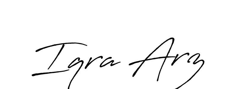 The best way (Antro_Vectra_Bolder) to make a short signature is to pick only two or three words in your name. The name Iqra Arz include a total of six letters. For converting this name. Iqra Arz signature style 7 images and pictures png