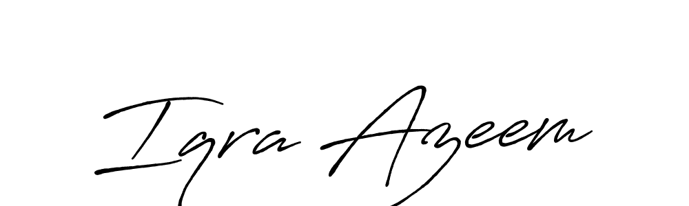 You should practise on your own different ways (Antro_Vectra_Bolder) to write your name (Iqra Azeem) in signature. don't let someone else do it for you. Iqra Azeem signature style 7 images and pictures png