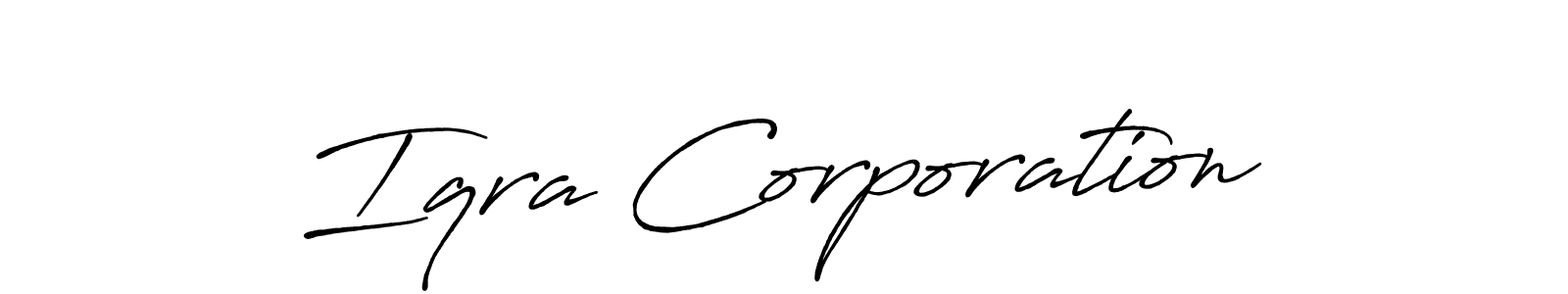 Make a beautiful signature design for name Iqra Corporation. With this signature (Antro_Vectra_Bolder) style, you can create a handwritten signature for free. Iqra Corporation signature style 7 images and pictures png