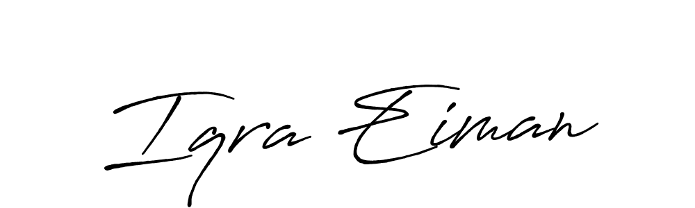 The best way (Antro_Vectra_Bolder) to make a short signature is to pick only two or three words in your name. The name Iqra Eiman include a total of six letters. For converting this name. Iqra Eiman signature style 7 images and pictures png