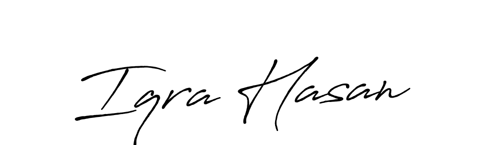 How to make Iqra Hasan name signature. Use Antro_Vectra_Bolder style for creating short signs online. This is the latest handwritten sign. Iqra Hasan signature style 7 images and pictures png