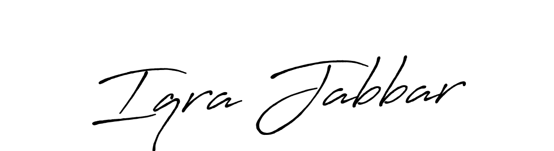 Create a beautiful signature design for name Iqra Jabbar. With this signature (Antro_Vectra_Bolder) fonts, you can make a handwritten signature for free. Iqra Jabbar signature style 7 images and pictures png