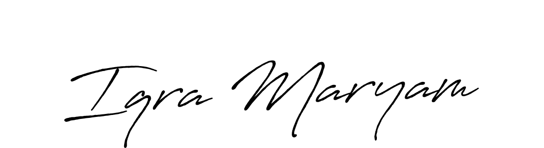 Create a beautiful signature design for name Iqra Maryam. With this signature (Antro_Vectra_Bolder) fonts, you can make a handwritten signature for free. Iqra Maryam signature style 7 images and pictures png