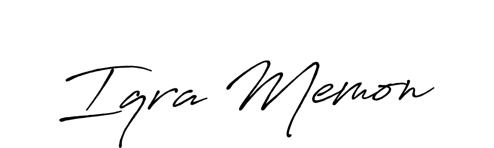 The best way (Antro_Vectra_Bolder) to make a short signature is to pick only two or three words in your name. The name Iqra Memon include a total of six letters. For converting this name. Iqra Memon signature style 7 images and pictures png