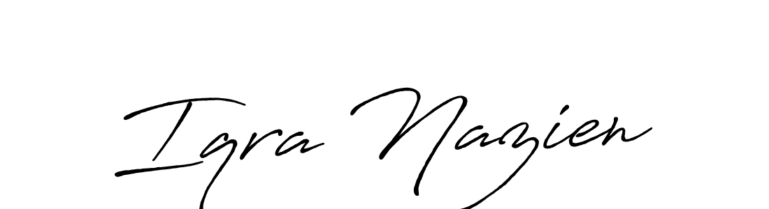 Use a signature maker to create a handwritten signature online. With this signature software, you can design (Antro_Vectra_Bolder) your own signature for name Iqra Nazien. Iqra Nazien signature style 7 images and pictures png