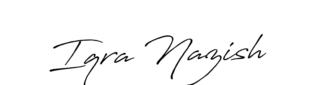 How to make Iqra Nazish name signature. Use Antro_Vectra_Bolder style for creating short signs online. This is the latest handwritten sign. Iqra Nazish signature style 7 images and pictures png