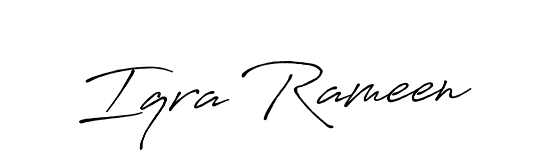 How to make Iqra Rameen name signature. Use Antro_Vectra_Bolder style for creating short signs online. This is the latest handwritten sign. Iqra Rameen signature style 7 images and pictures png