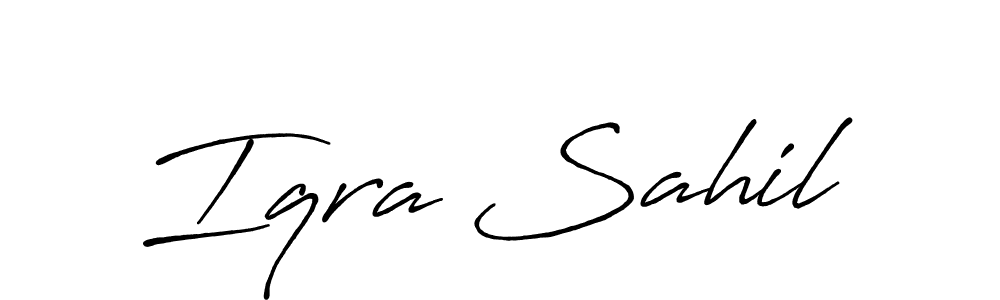 Antro_Vectra_Bolder is a professional signature style that is perfect for those who want to add a touch of class to their signature. It is also a great choice for those who want to make their signature more unique. Get Iqra Sahil name to fancy signature for free. Iqra Sahil signature style 7 images and pictures png