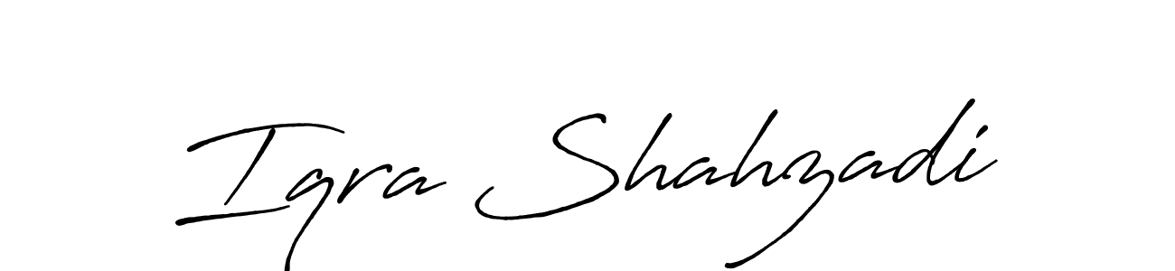 How to make Iqra Shahzadi name signature. Use Antro_Vectra_Bolder style for creating short signs online. This is the latest handwritten sign. Iqra Shahzadi signature style 7 images and pictures png