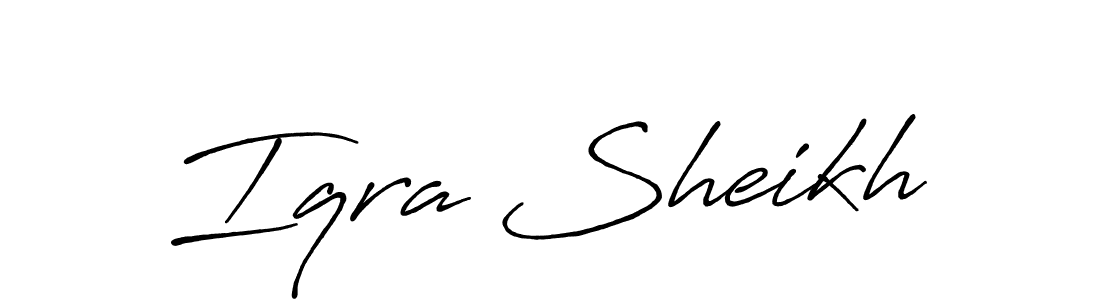 Create a beautiful signature design for name Iqra Sheikh. With this signature (Antro_Vectra_Bolder) fonts, you can make a handwritten signature for free. Iqra Sheikh signature style 7 images and pictures png