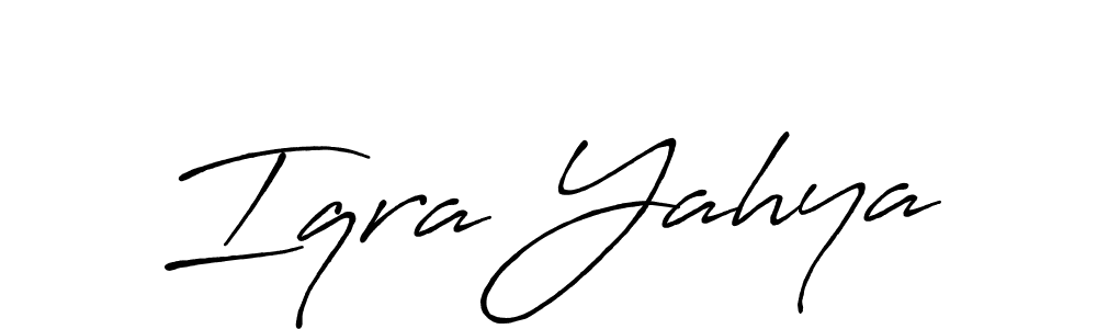 Make a beautiful signature design for name Iqra Yahya. With this signature (Antro_Vectra_Bolder) style, you can create a handwritten signature for free. Iqra Yahya signature style 7 images and pictures png
